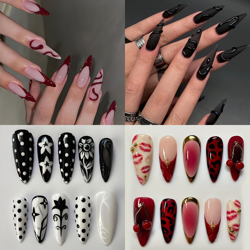 Kunstnagelset mit eleganten Spitzen und aufregenden Mustern Brehn