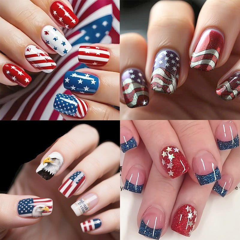 Patriotisches Glitzer-Gel-Nagelkunst Brehn