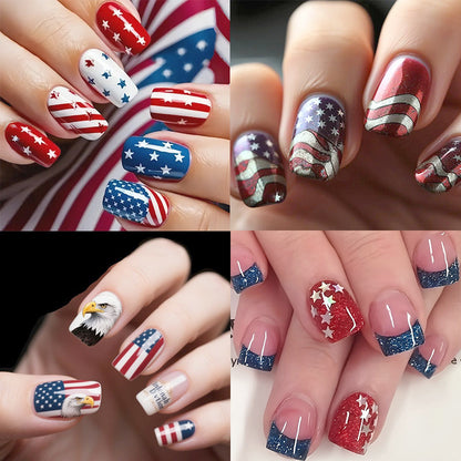 Patriotisches Glitzer-Gel-Nagelkunst Brehn