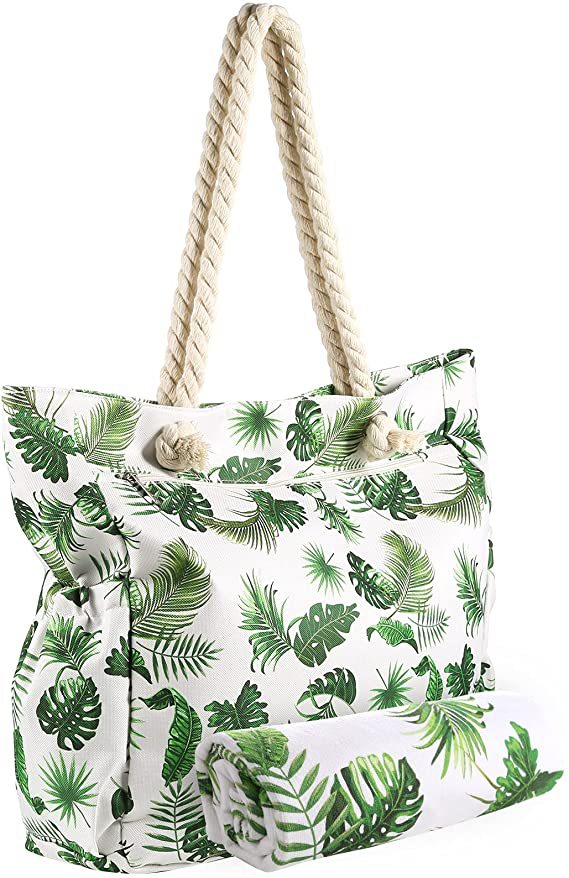 Strandtasche mit Botanischem Motiv und Robusten Seilgriffen Brehn