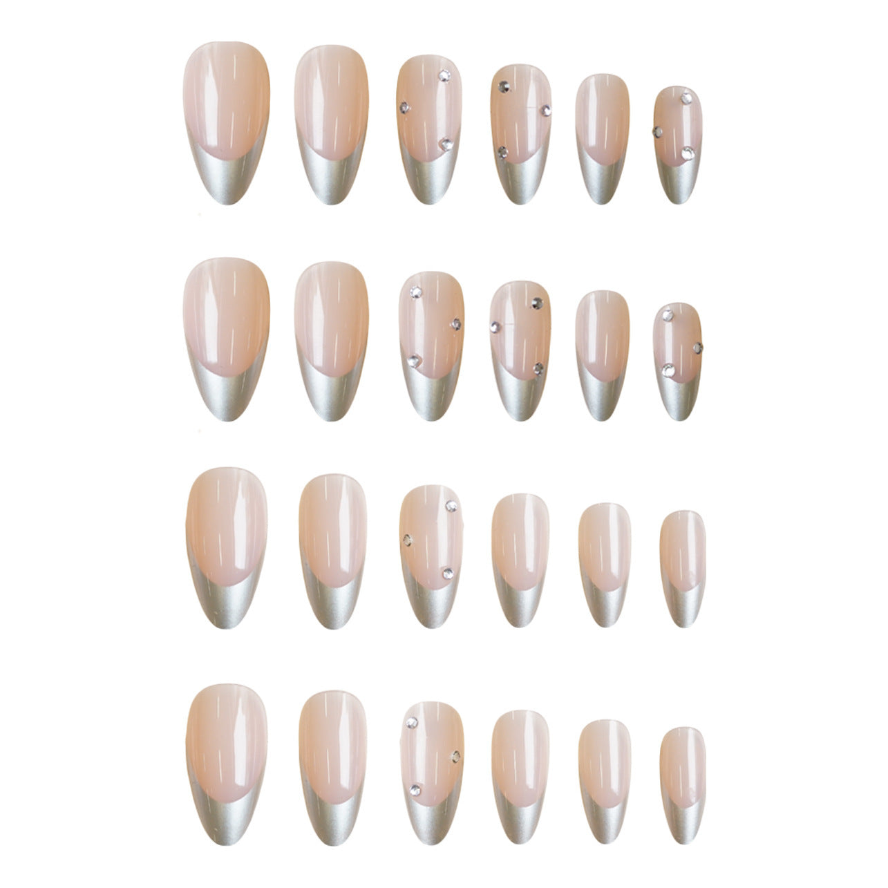 Kunstnagelset mit eleganten Metallic-Nuancen und Strassverzierungen Brehn