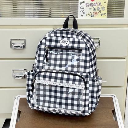 Transparente Fronttaschen Karomuster Rucksack Brehn