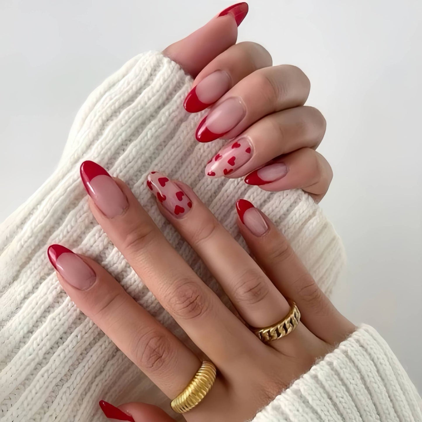 Künstlerisches Herz Designed Press-On Nail Set Brehn