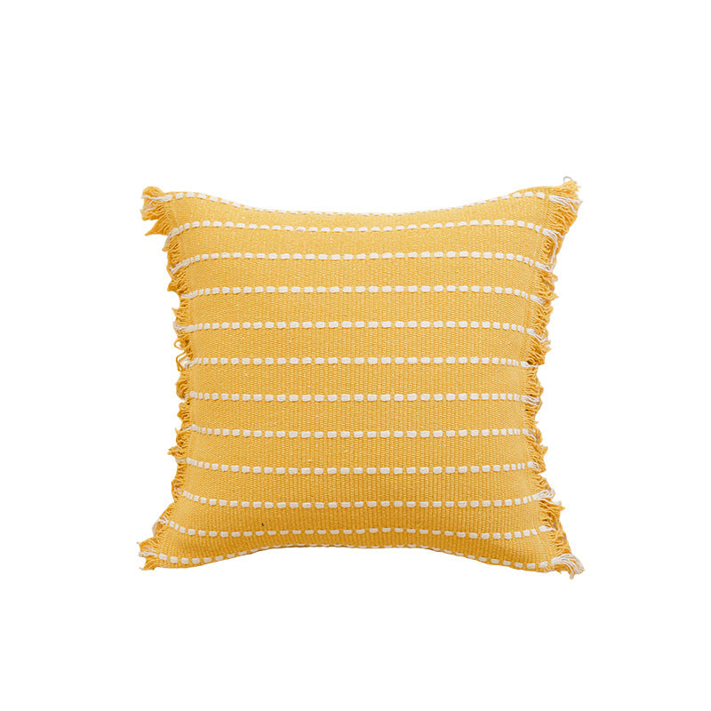 Worn Fringe Gestreiftes Dekokissen