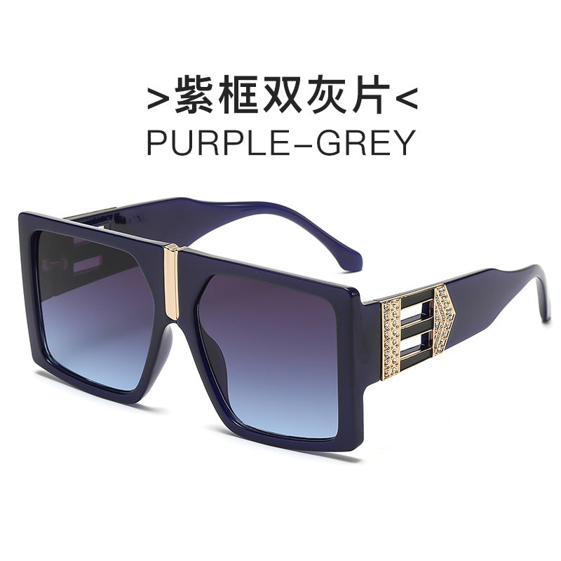 Damen elegante rechteckige Sonnenbrille mit glamourösen Verzierungen Brehn