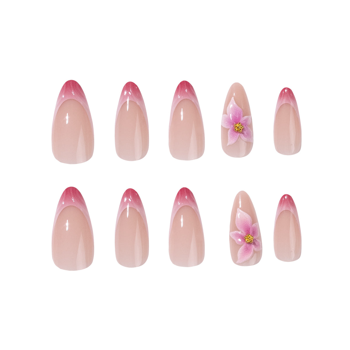 Kunstvolle Nagelverlängerungen mit Blumenakzenten Brehn