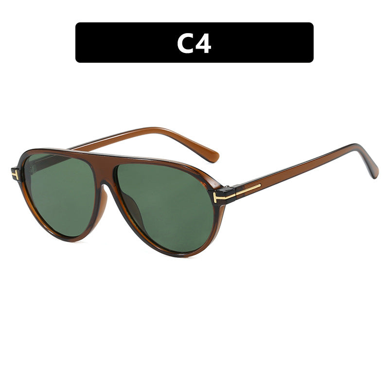 Damen trendige Oversized-Sonnenbrille mit elegantem Metallrahmen und UV-Schutz Brehn