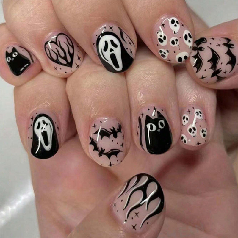 Künstlerisches Halloween-Themen Press-On Nagelset Brehn