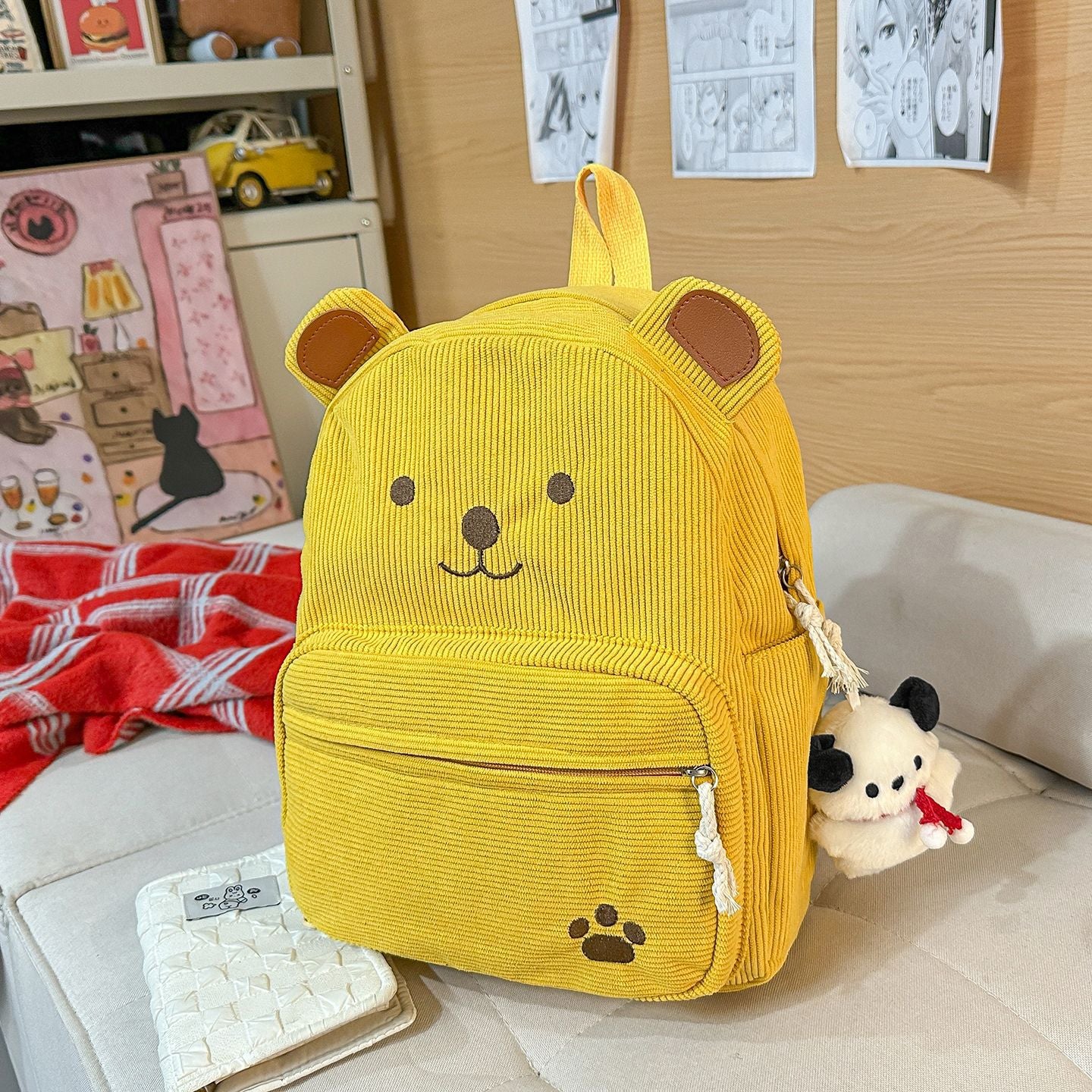 Rucksack mit Niedlichem Bärenmotiv und Praktischen Fächern Brehn