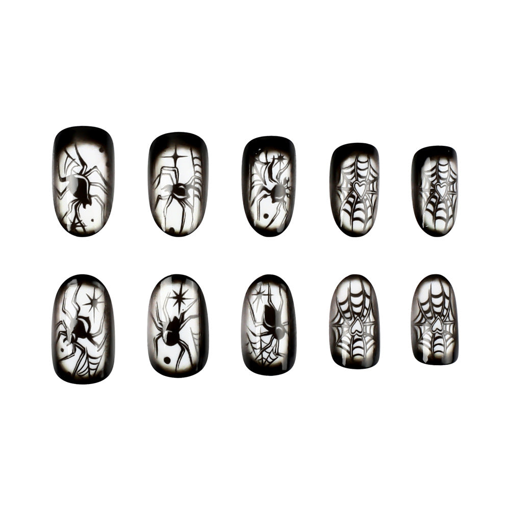 Creepy Spider-Themed Press-On Nail Art Set Brehn