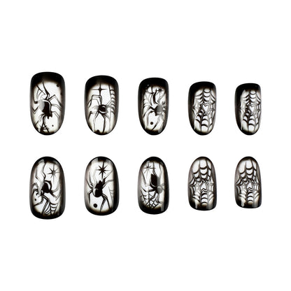 Creepy Spider-Themed Press-On Nail Art Set Brehn