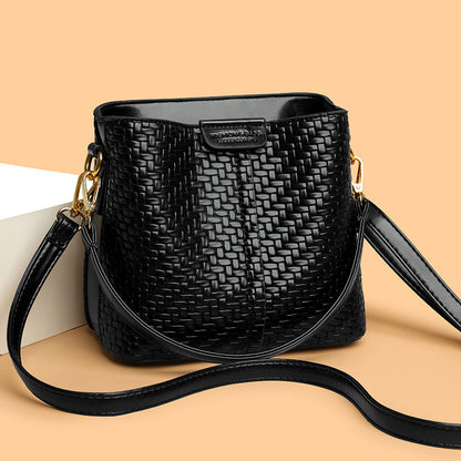 Woven Leather Bucket Bag