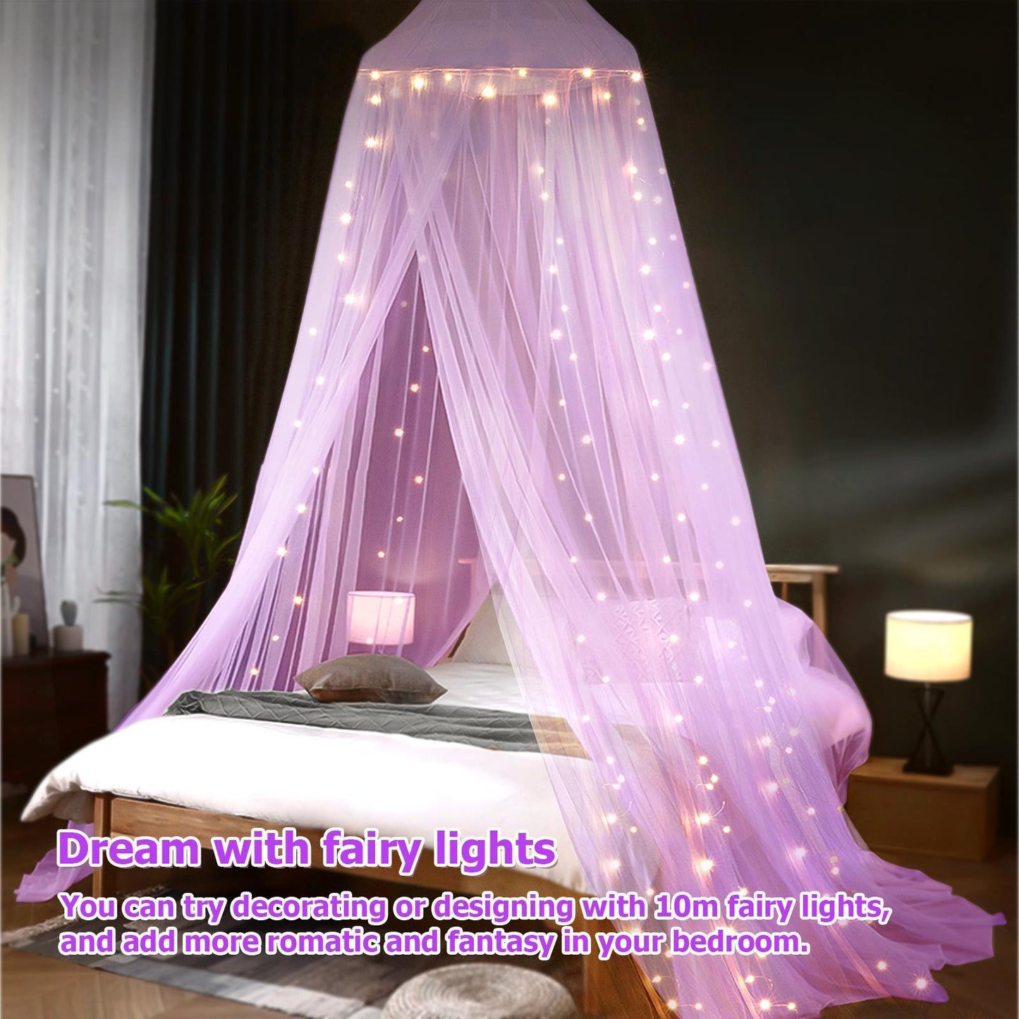 Verzauberndes Himmelbett Zelt mit LED-Lichtern Brehn