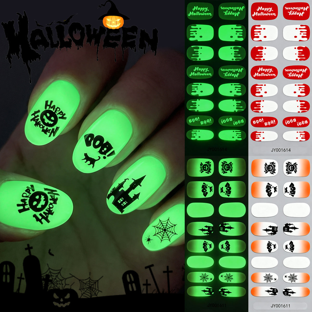 Halloween-Themen Glow-in-the-Dark Nagel-Wraps