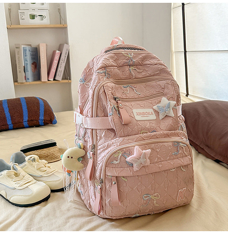 Dekorativer verziierter gesteppten Schulrucksack