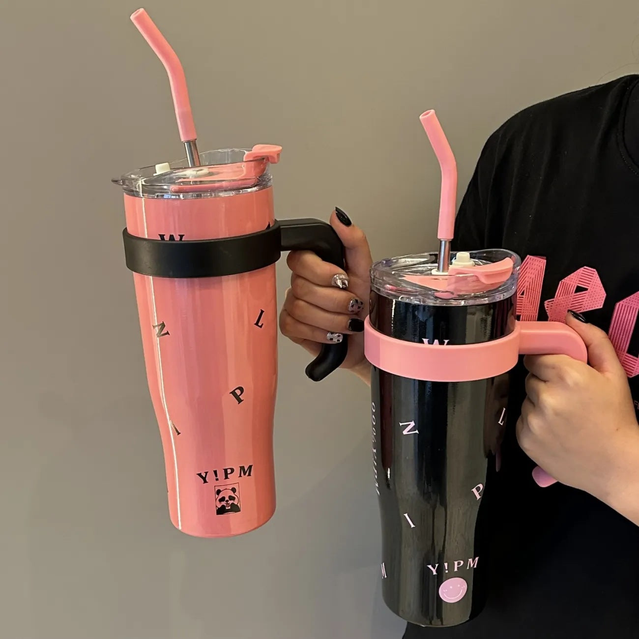 Damen Praktische Isolier-Trinkflasche mit integriertem Tragegriff Brehn