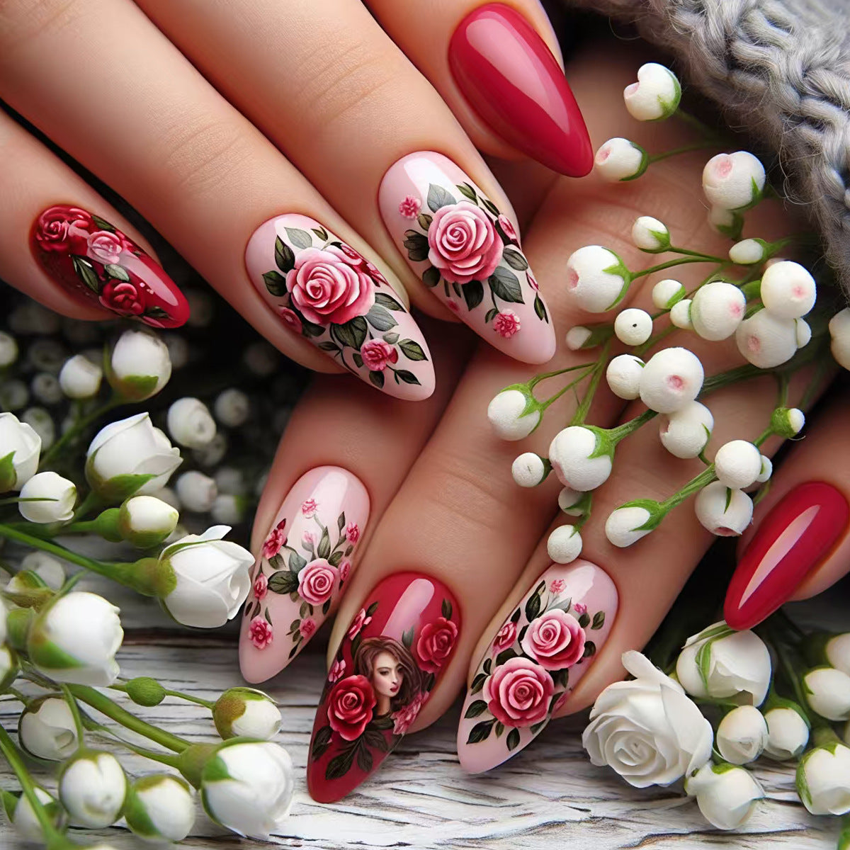Kreative Kunstnägel mit Romantischem Rosen-Design Brehn