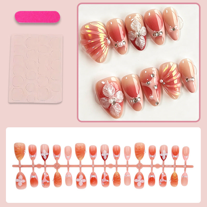 Kunstnagelset mit Eleganten 3D-Blumenverzierungen und Glitzerakzenten Brehn