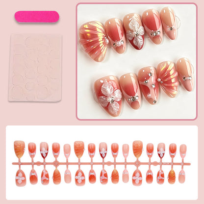 Kunstnagelset mit Eleganten 3D-Blumenverzierungen und Glitzerakzenten Brehn