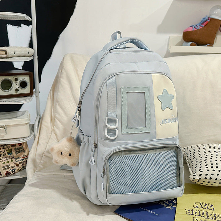 Funktionaler Schulrucksack mit durchsichtigem Fach Brehn