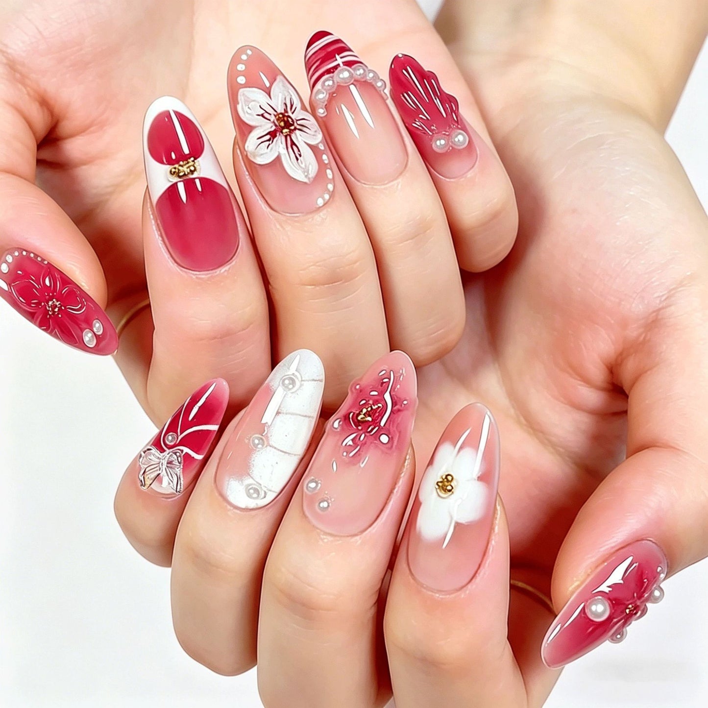 Dekorative Blumen Press-On Nagelkunst Kollektion Brehn