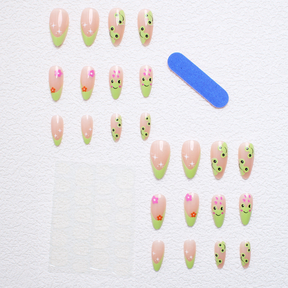 Kunstnagelset mit kreativen Froschmotiven und verspielten Akzenten Brehn