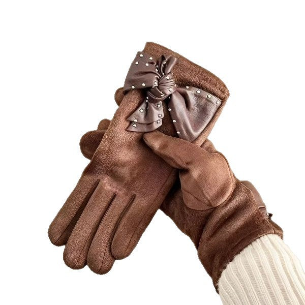 Elegante Bow-verzierte Touchscreen-Handschuhe Brehn