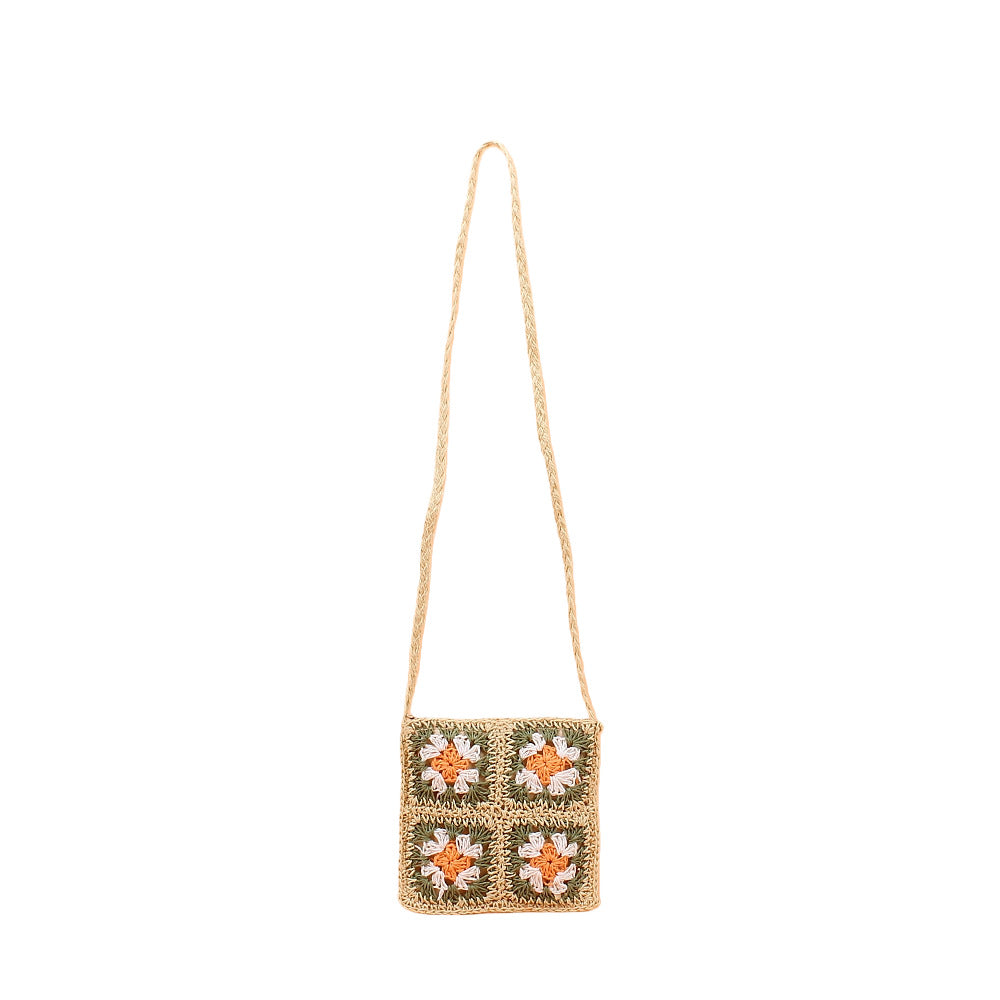 Umhängetasche mit Handgehäkeltem Blumenmuster Brehn