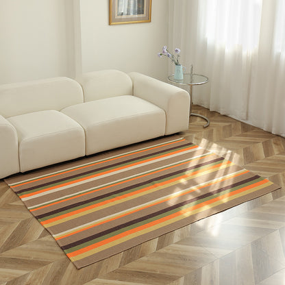 Gestreifter Flachgewebe-Teppich für Wohnzimmer mit niedrigem Flor und modernem Streifenmuster Brehn