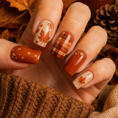 Künstlerische herbstliche Nagelkunstverlängerungen Brehn
