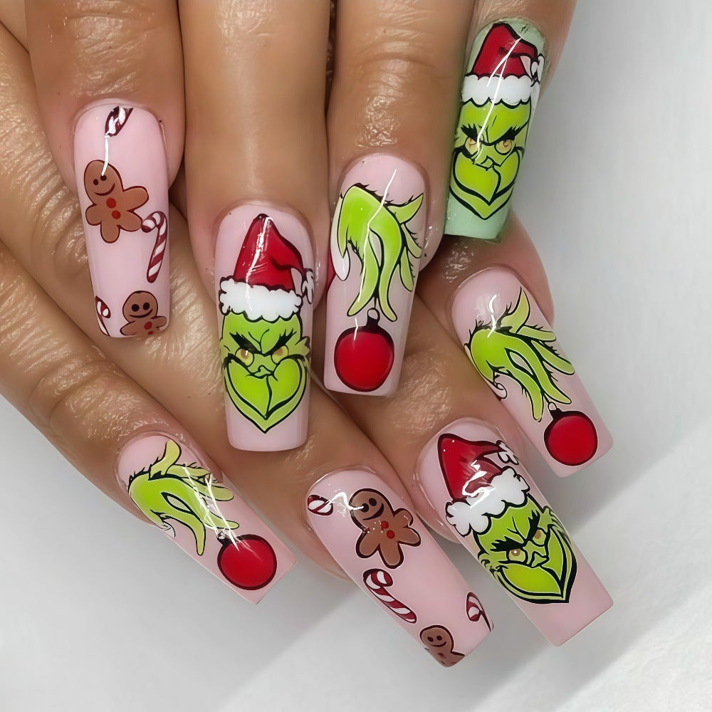 Künstliche Nagelspitzen mit festlichen Weihnachtsmotiven Brehn