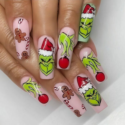Künstliche Nagelspitzen mit festlichen Weihnachtsmotiven Brehn