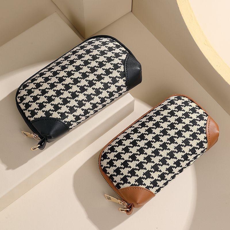 Elegante Hahnentritt Reißverschluss-Tasche Brehn