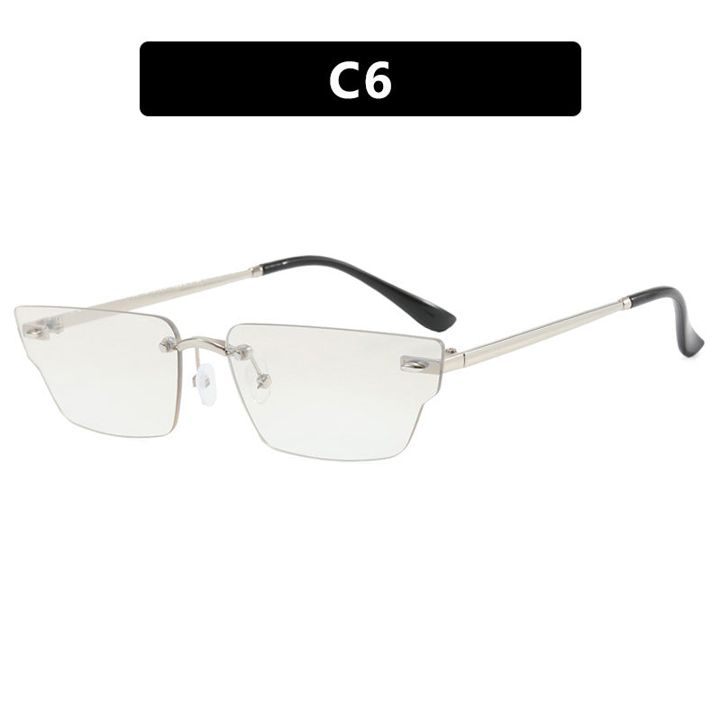 Damen geometrische Sonnenbrille mit filigranem Rahmen und transparenten Gläsern Brehn