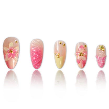 Künstlerisches 3D Muschel Press-On Nagelset Brehn