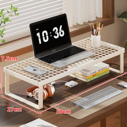 Grid-Top Desktop-Monitor und Laptop-Riser-Regal mit Unterablage