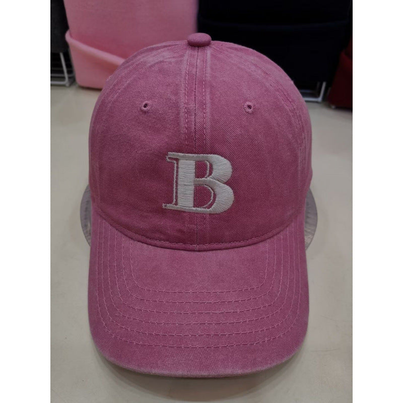 Damen Distressed Baumwoll-Baseballcap mit Buchstabenstickerei Brehn