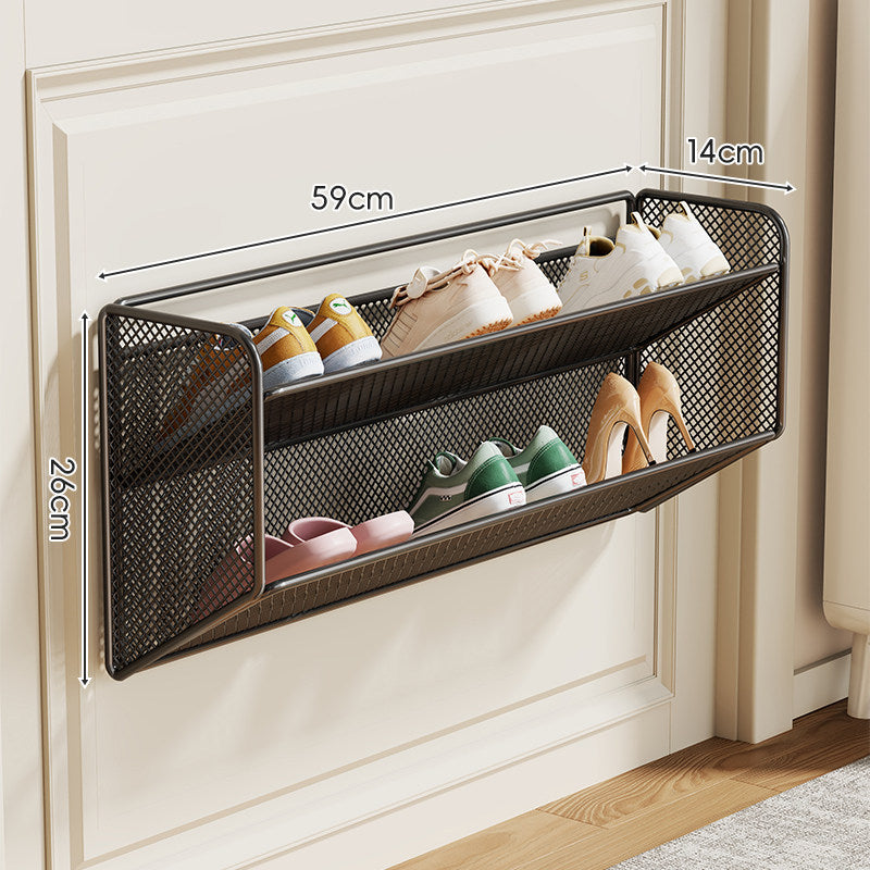 Wandmontierter Slim Drop-Down Mesh Schuhregalständer
