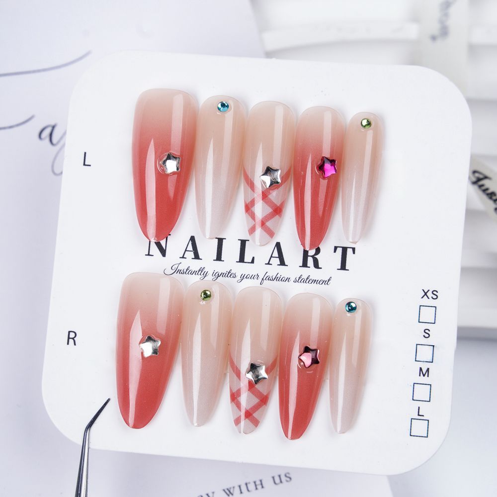 Dekorative Florale Stiletto Press-On Nägel Brehn