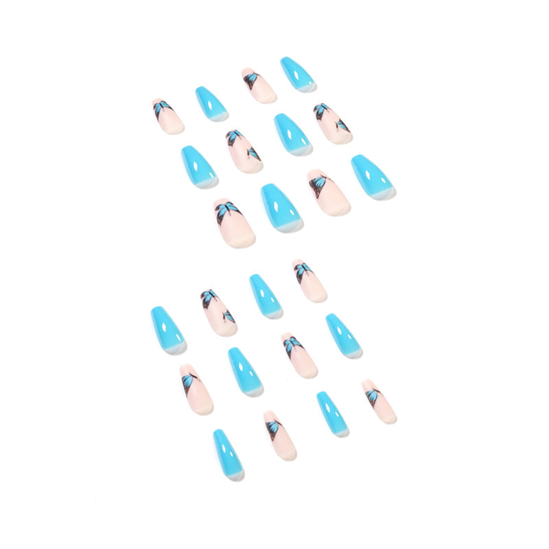 Kunstvolle Nagelverlängerungen mit Butterfly-Motiv Brehn