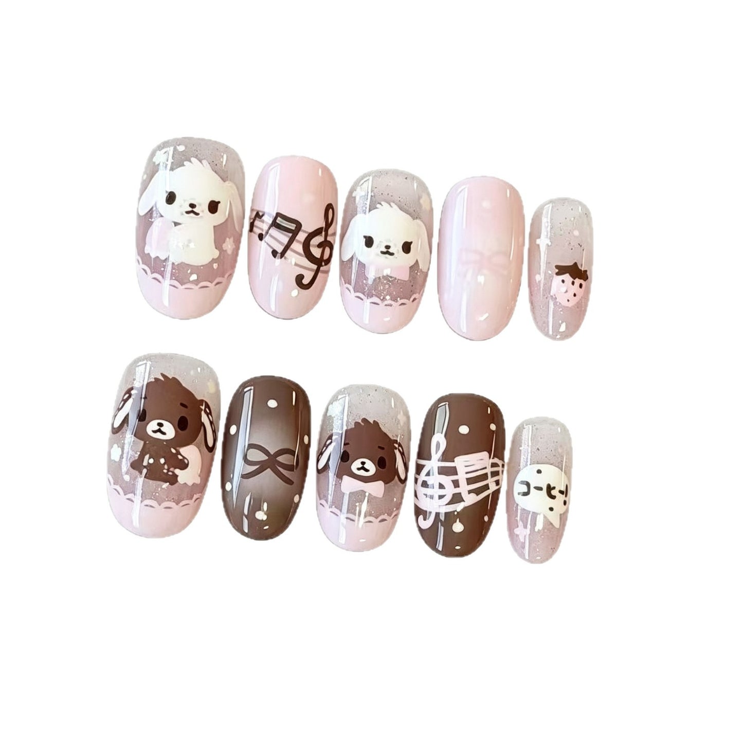 Künstlerisches Press-On Nagelset Brehn