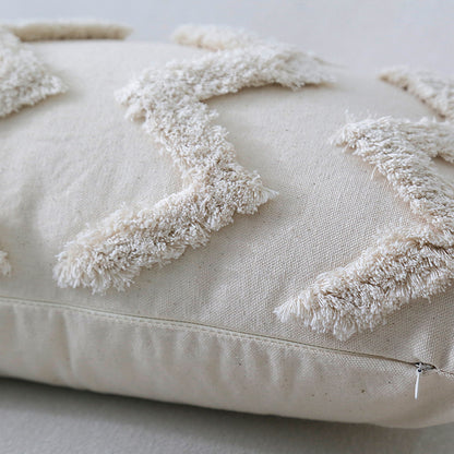 Bohemian tufted Baumwolle Lendenkissen mit clusterfringe Textur und Eckenquasten