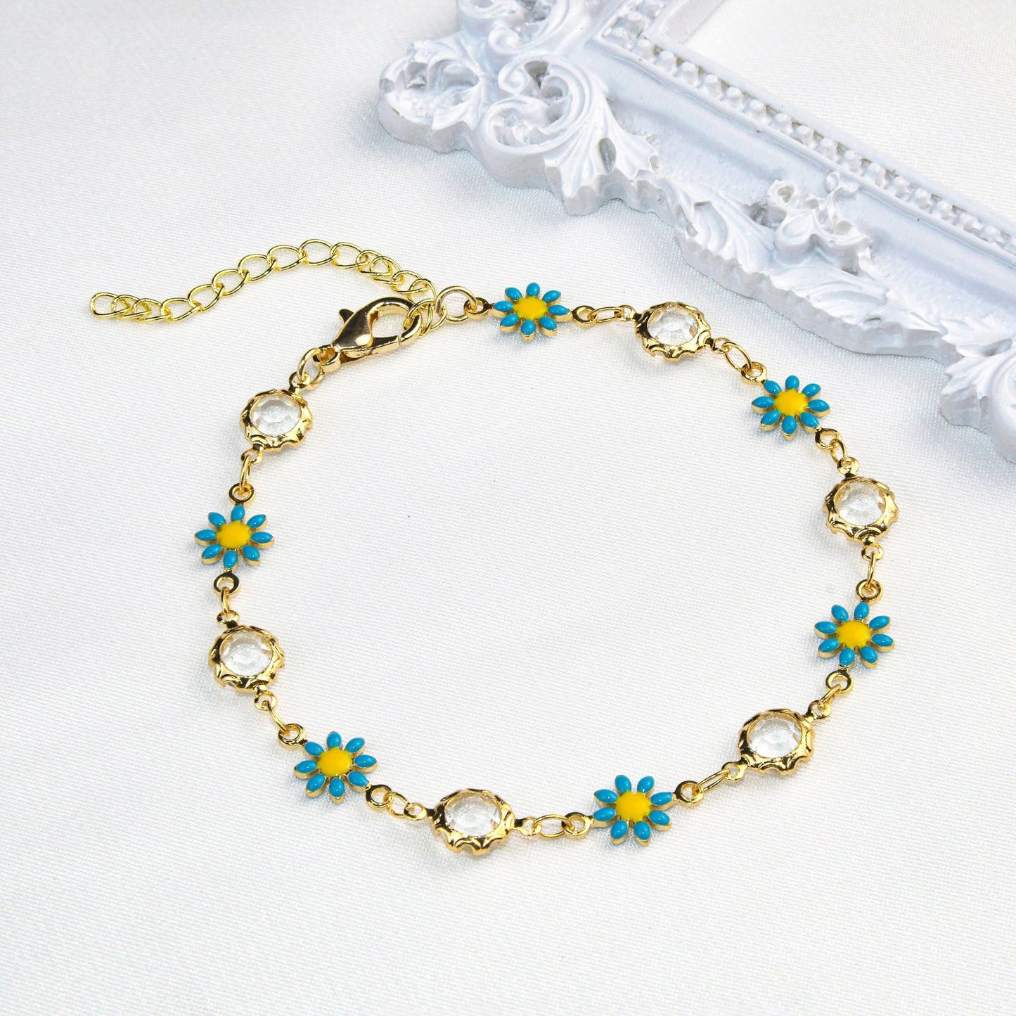 Blumen Kristall Charm Armband Brehn
