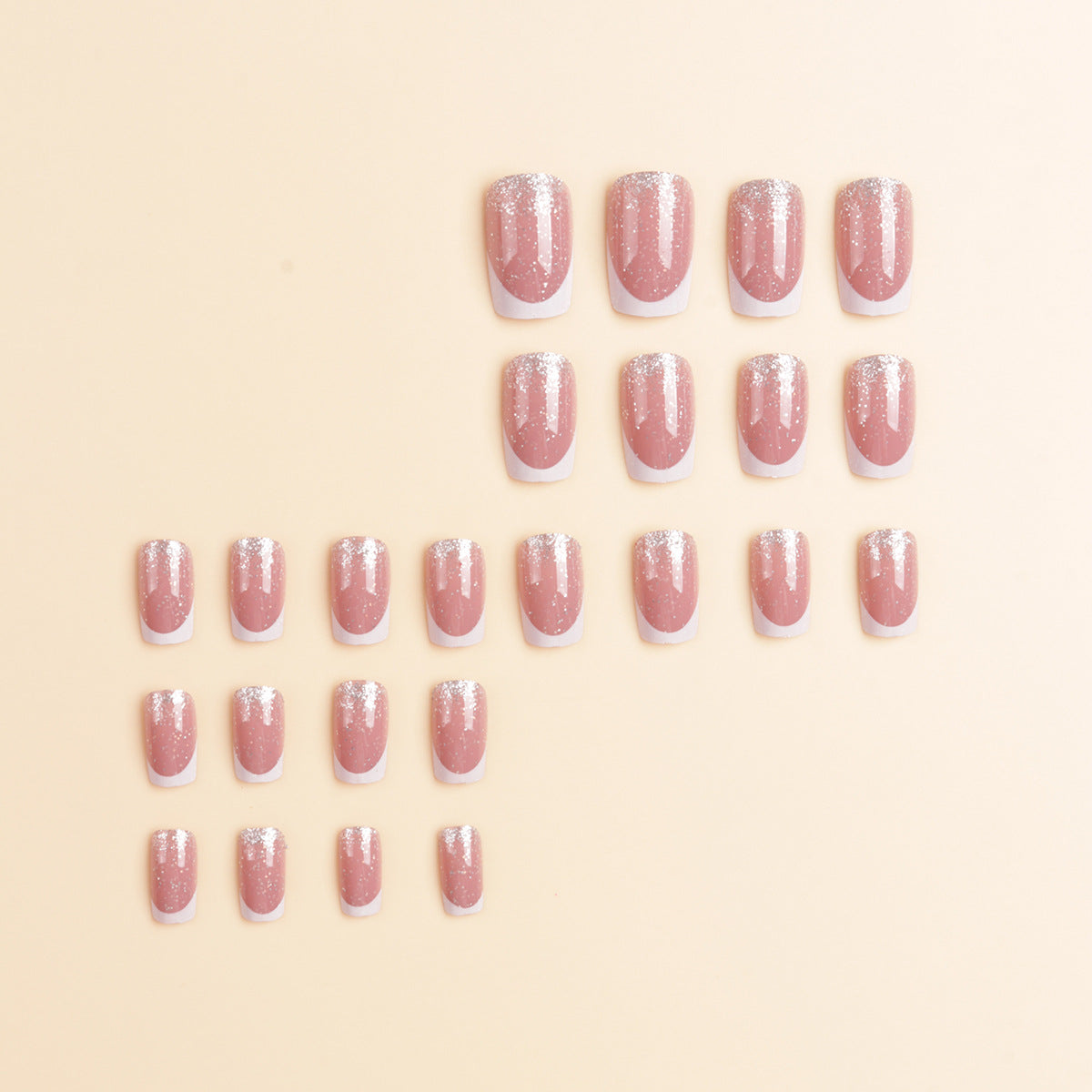 Elegante Glitter Ombre Press-On Nagelspitzen Brehn