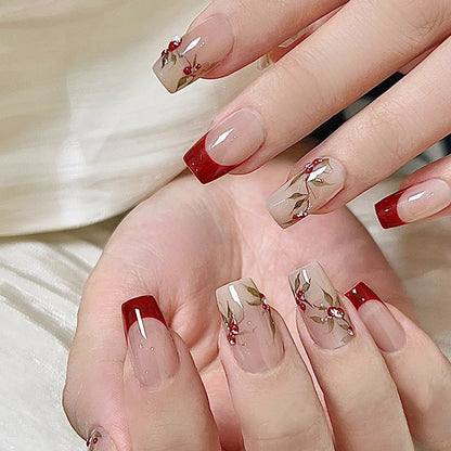 Elegante Blumendruck-Nageltips