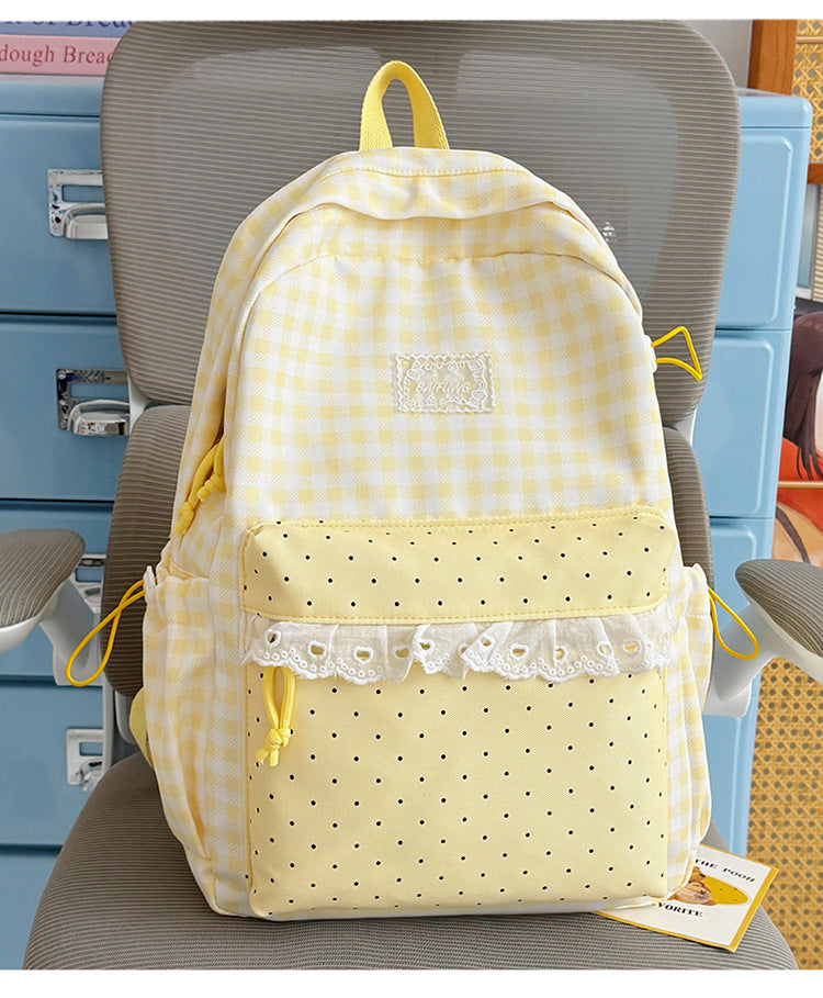 Süßes Gingham-Muster-Schulrucksack