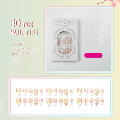 Kunstnagelset mit eleganten floralem Design Brehn