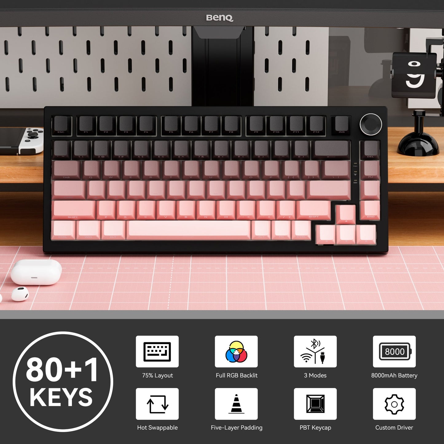 Mechanische Gaming-Tastatur mit Gasket-Struktur Brehn
