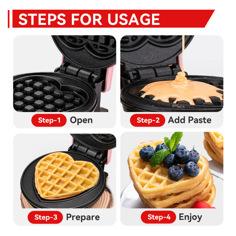Herzförmiger Mini Waffelmaker Brehn