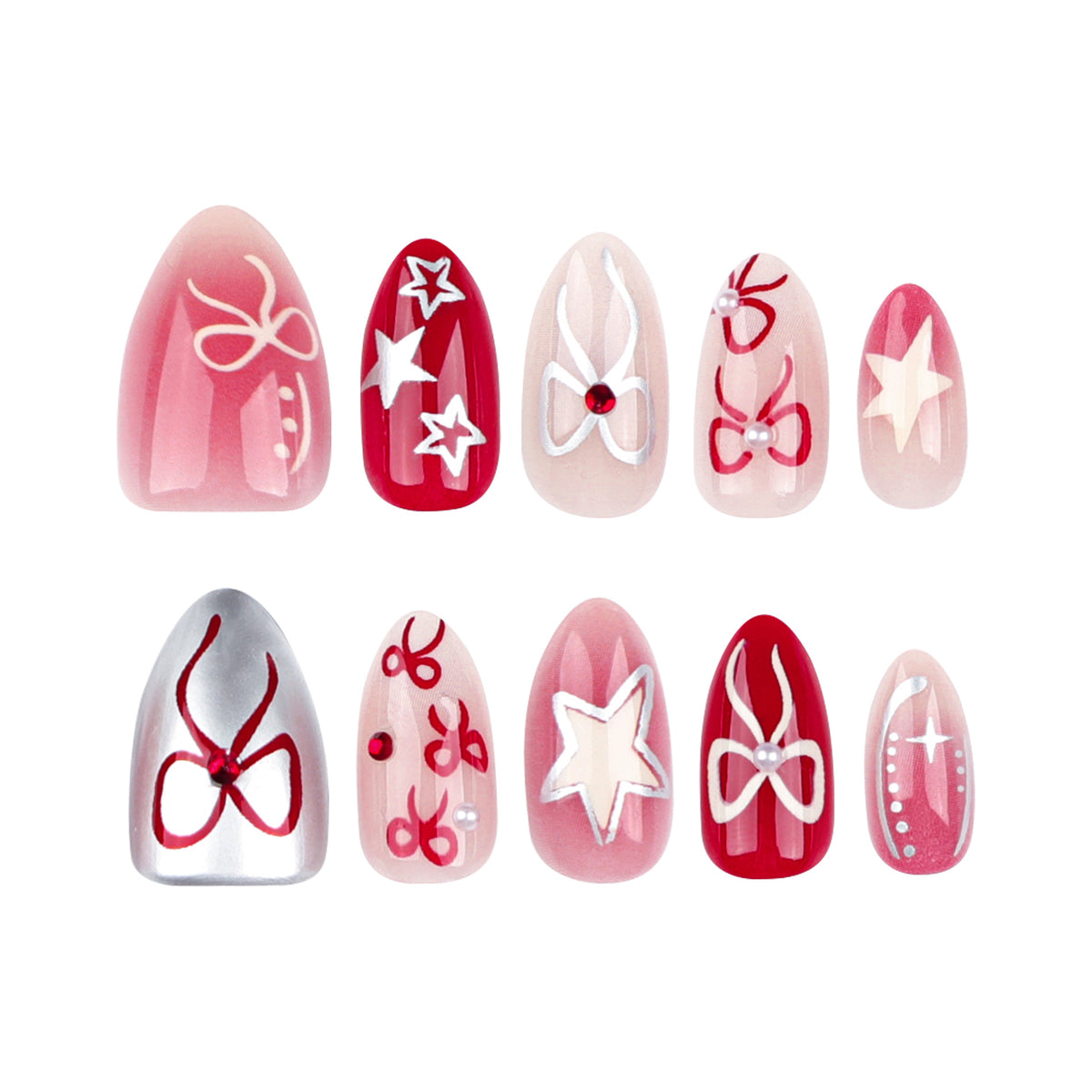 Kunstvolle Nagelverlängerungen mit festlichem Design Brehn